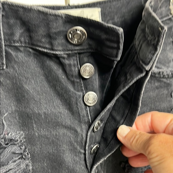 Free People Black Distressed Denim Shorts - Picture 4 of 8